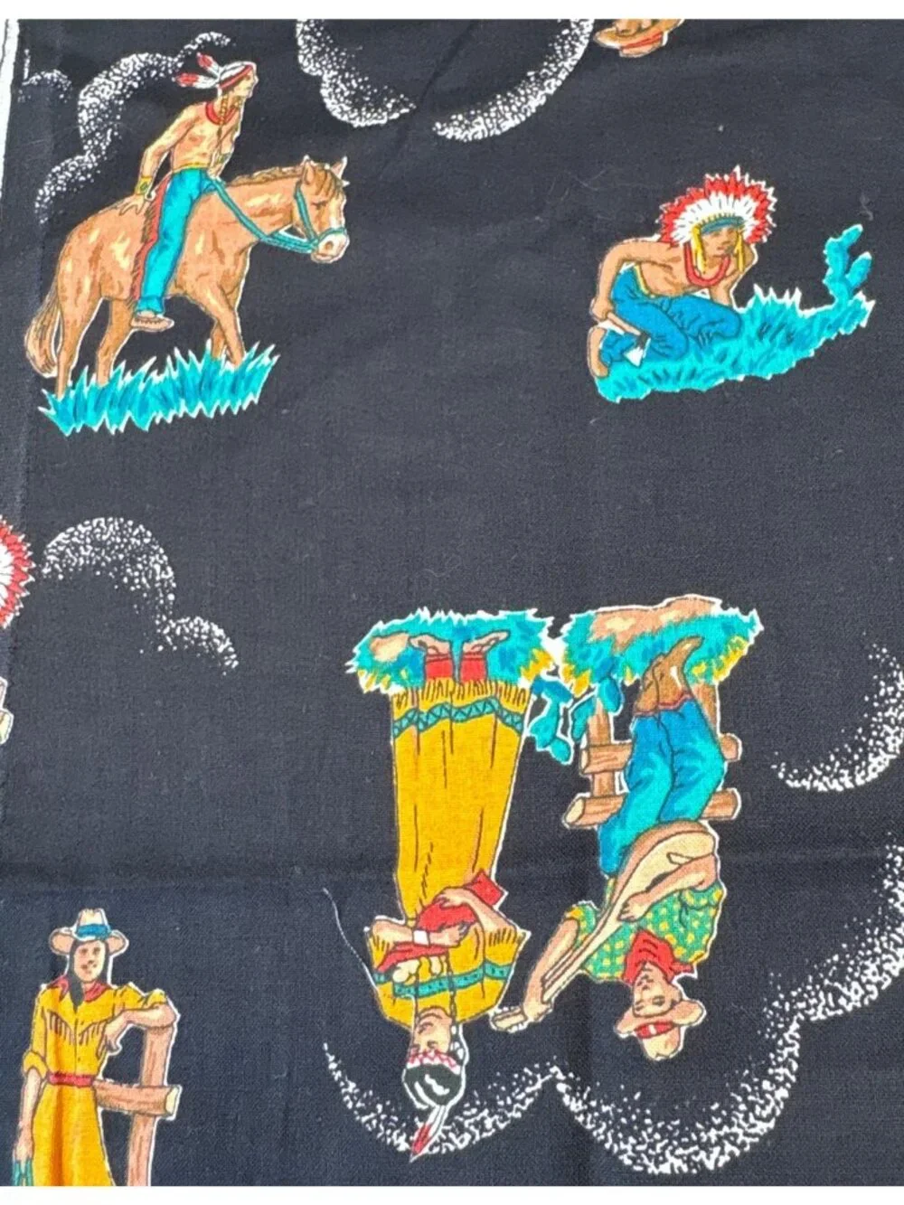 Cowboy & Native American Themed Cotton Fabric 1/2 yard x 44